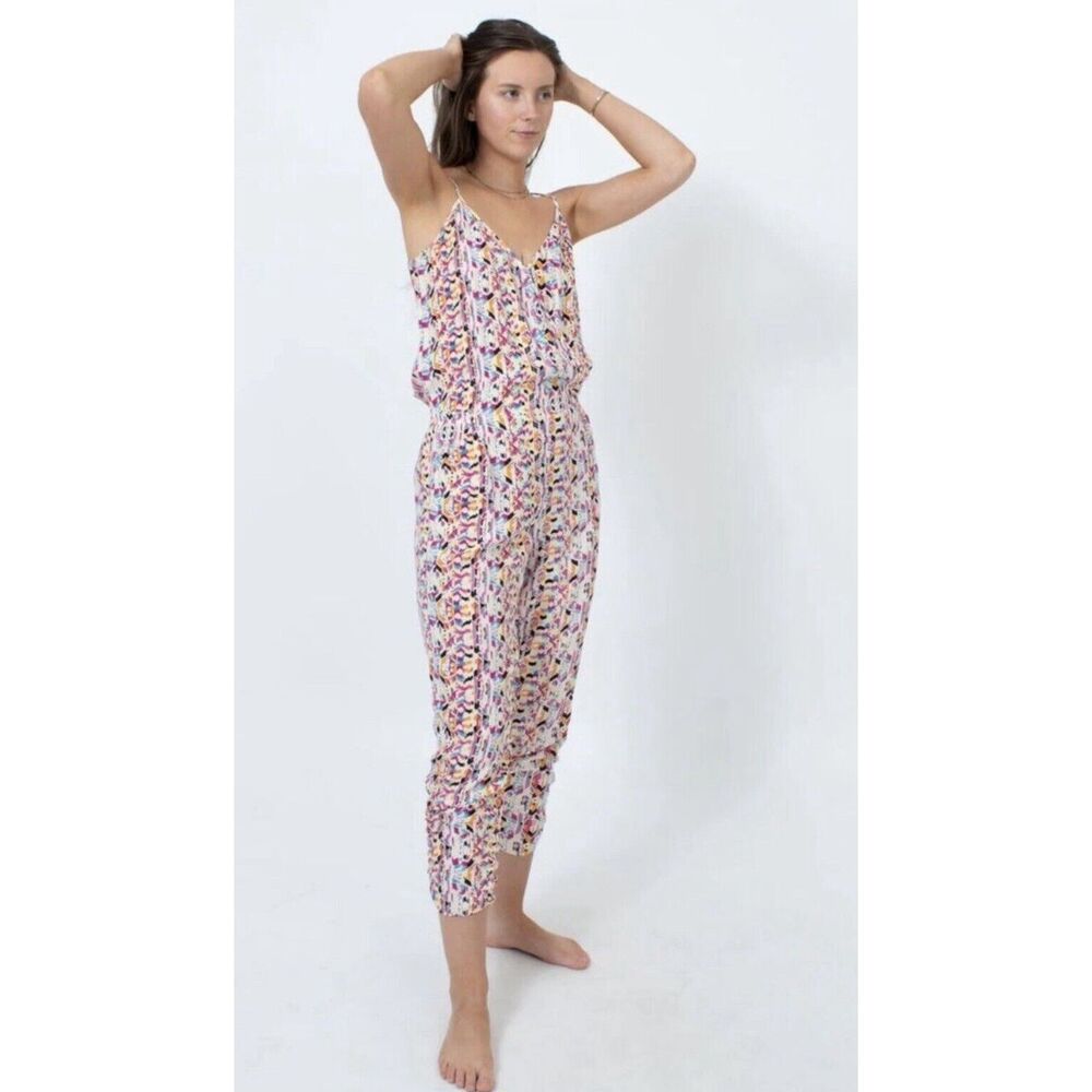 Parker Silk Ruched Ankle Jumpsuit - Size XS - Multicolor